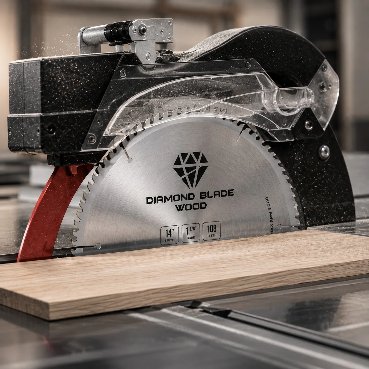 Diamond Blade Wood cutting oak on a table saw
